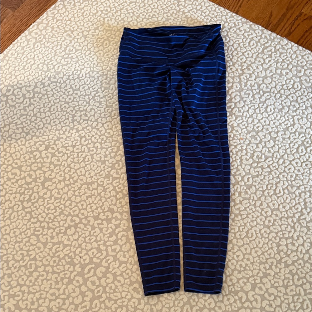 Athleta Navy and royal blue Striped Leggings